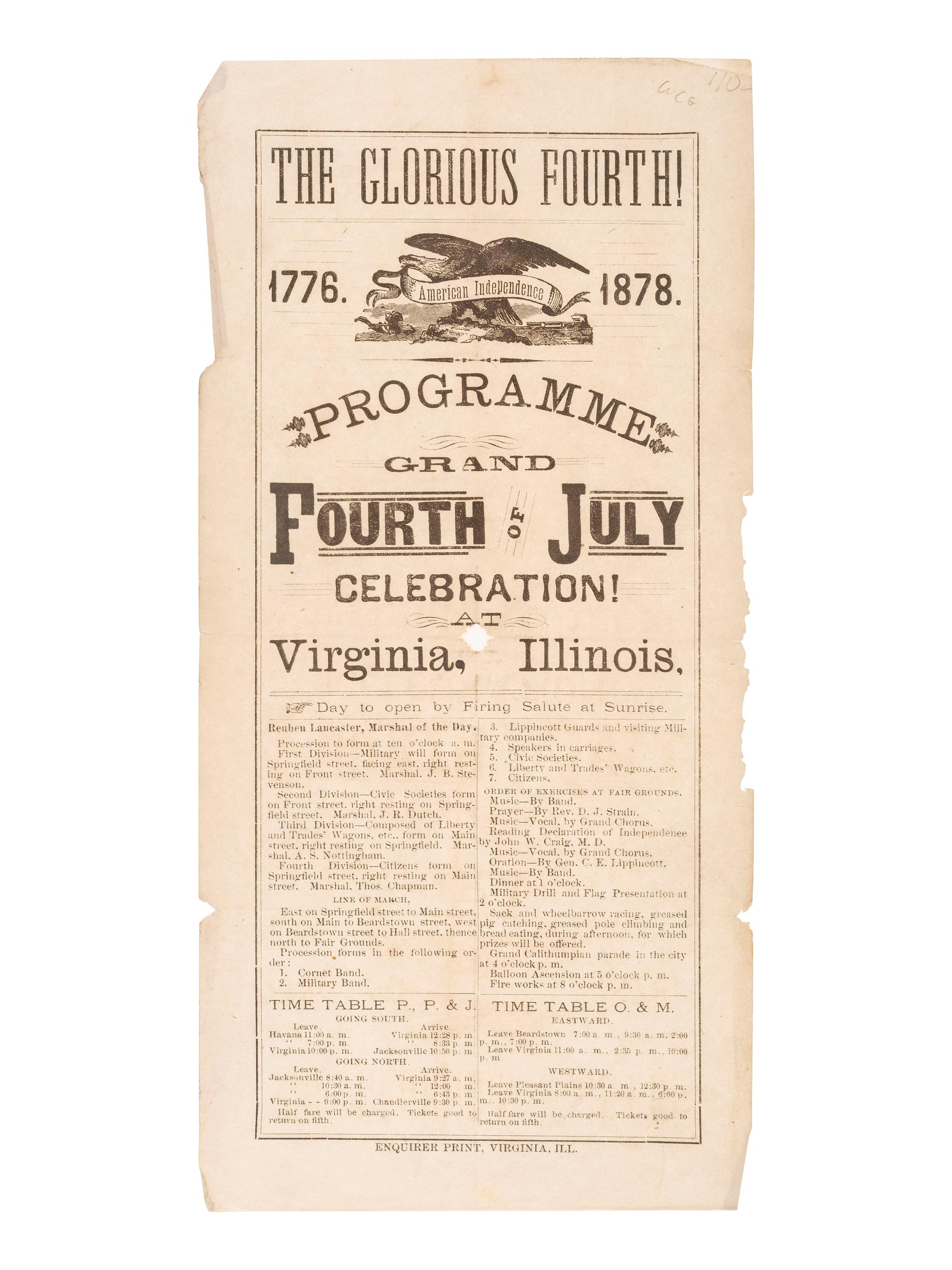 [FAIRS & CELEBRATIONS]. A group of 19th-century broadsides promoting local celebrations including Independence Day.