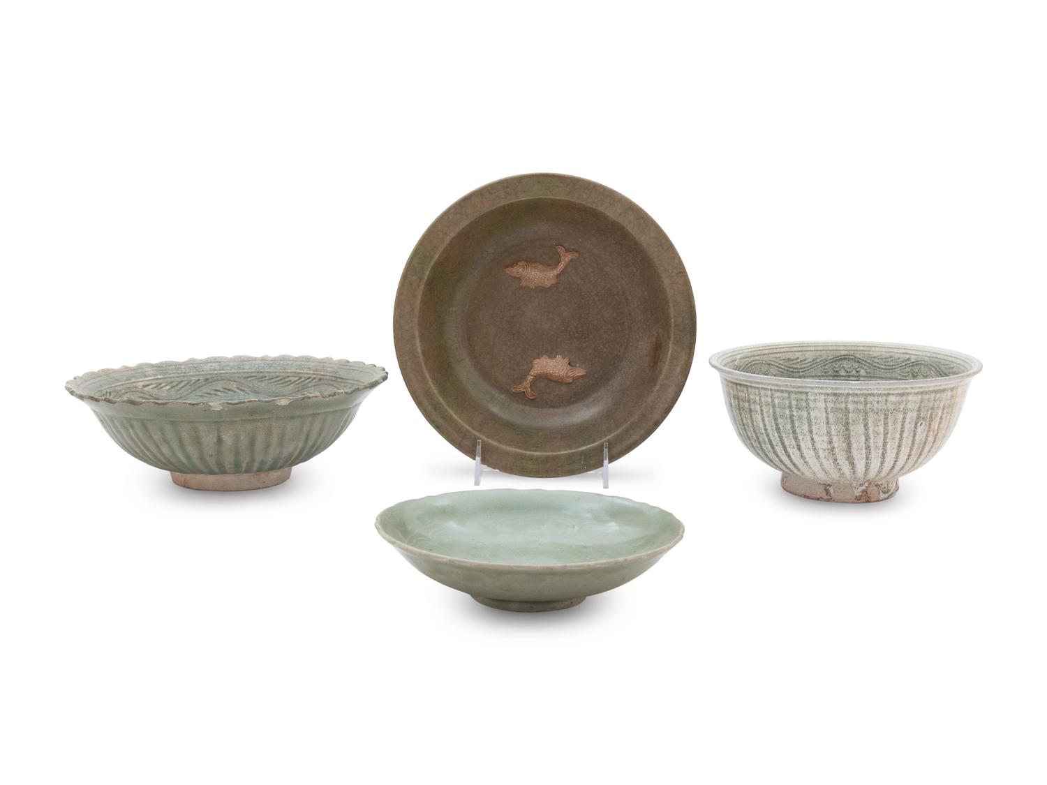 Eight Chinese Export Celadon Glazed Bowls
