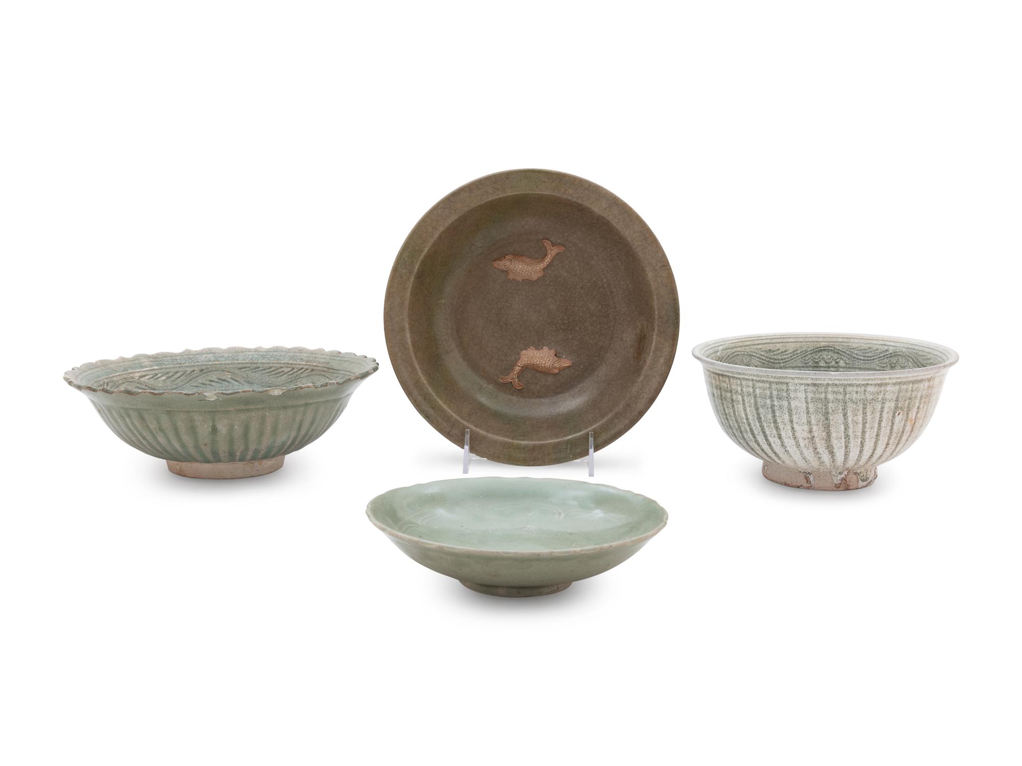 Eight Chinese Export Celadon Glazed Bowls