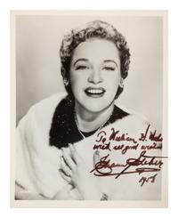 [20TH-CENTURY OPERA SINGERS]. A group of 6 photographs or photographic postcards of opera singers, most signed, from the 1950s-1960s, comprising images of:
