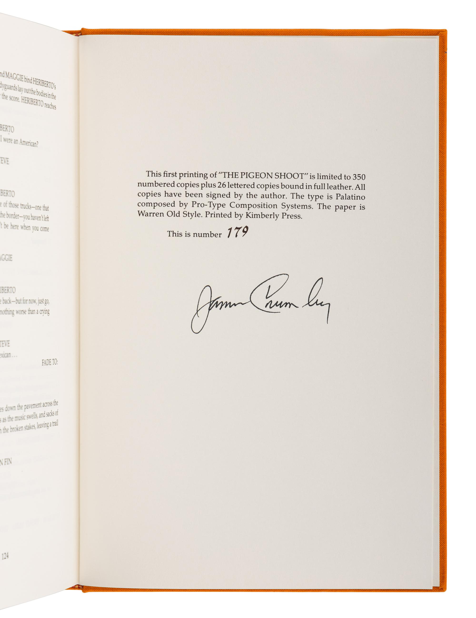CRUMLEY, James (1939-2008). A group of 6 works by Crumley, ALL FIRST OR LIMITED EDITONS, ALL SIGNED OR INSCRIBED, comprising: