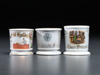 Three Tradesmen's Porcelain Occupational Shaving Mugs