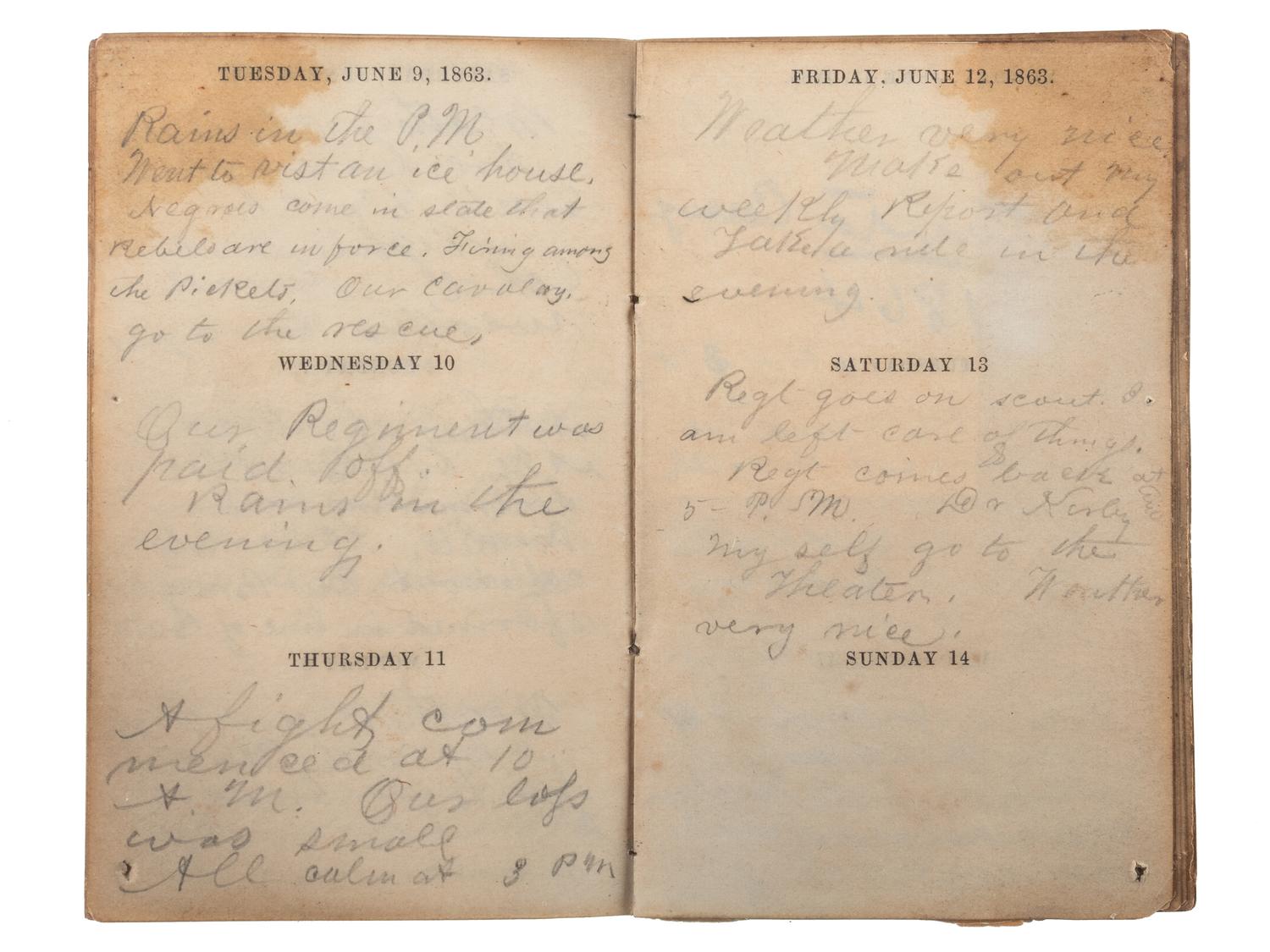 [CIVIL WAR]. Diary of Assistant Surgeon Robert P. Davis, 84th Indiana Regiment.