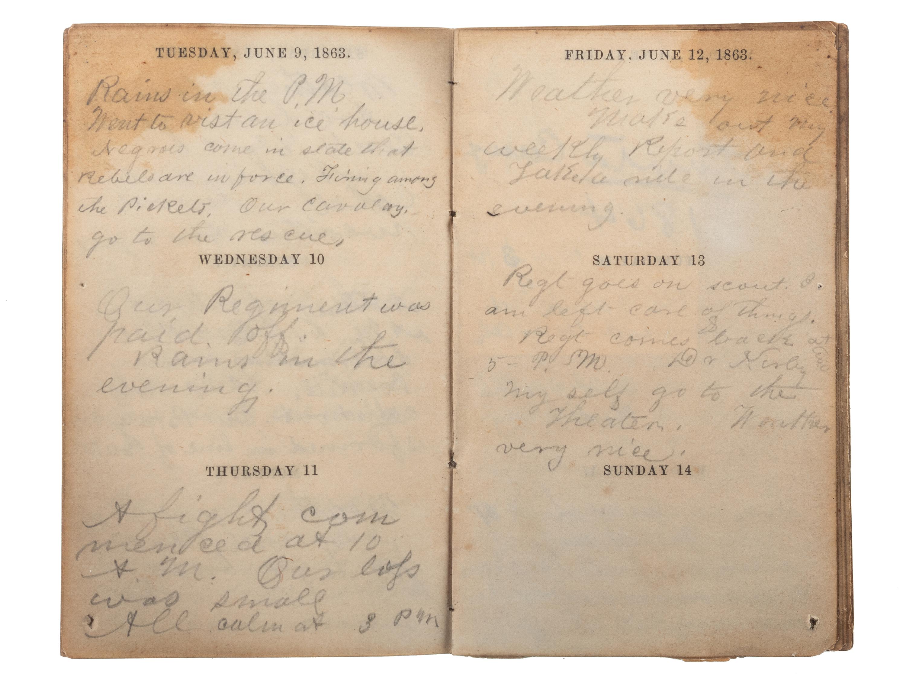[CIVIL WAR]. Diary of Assistant Surgeon Robert P. Davis, 84th Indiana Regiment.