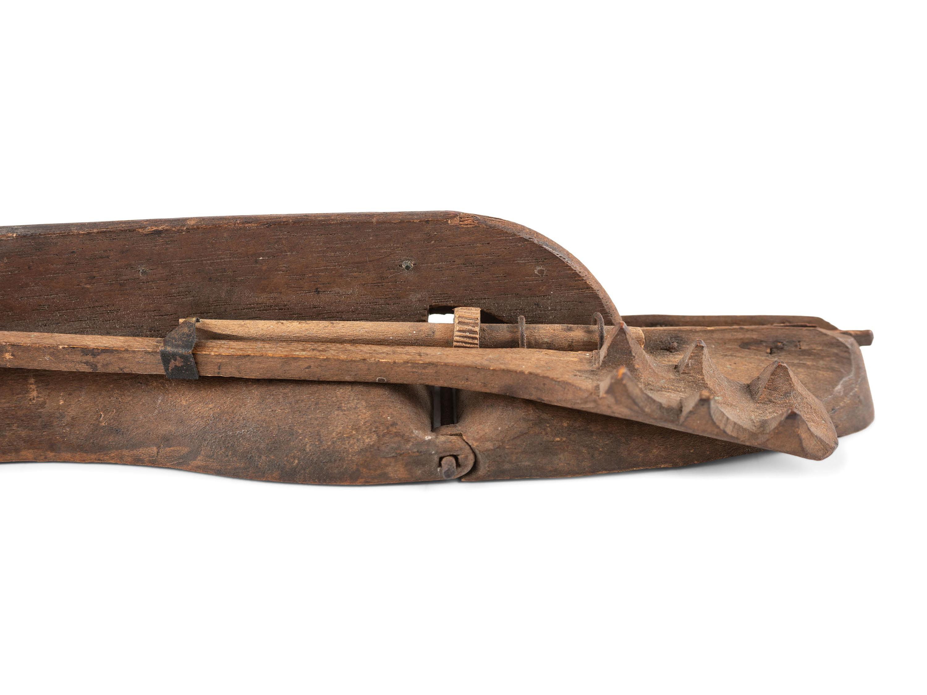 A Wooden Ice-Skate Patent Model with Inscriptions