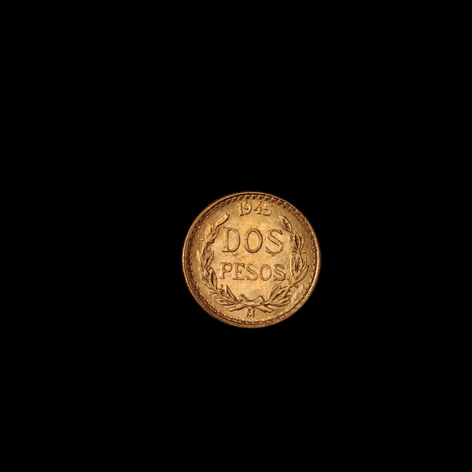 A Republic of Mexico 1945-M 2 Peso Gold Coin