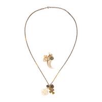 Silver, Yellow Gold, and Multigem Charm Necklace and Chatelaine