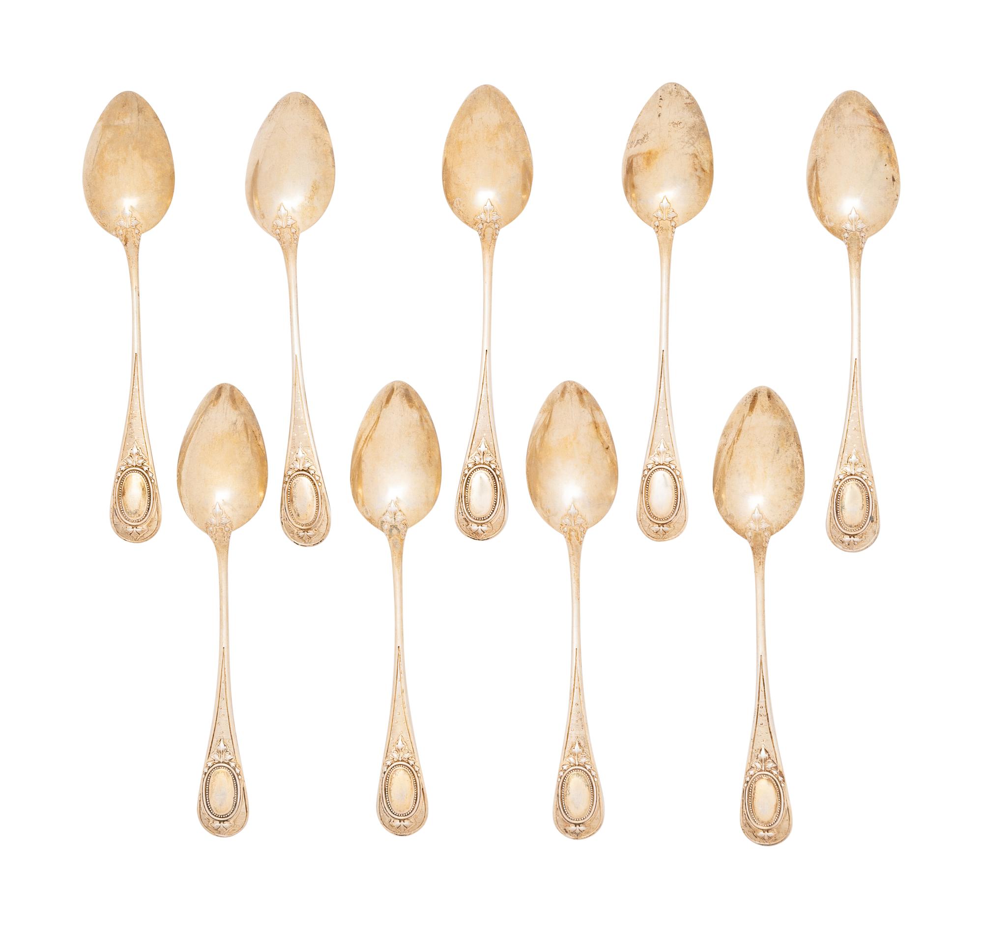 A Set of Twelve French Silver-Gilt Teaspoons