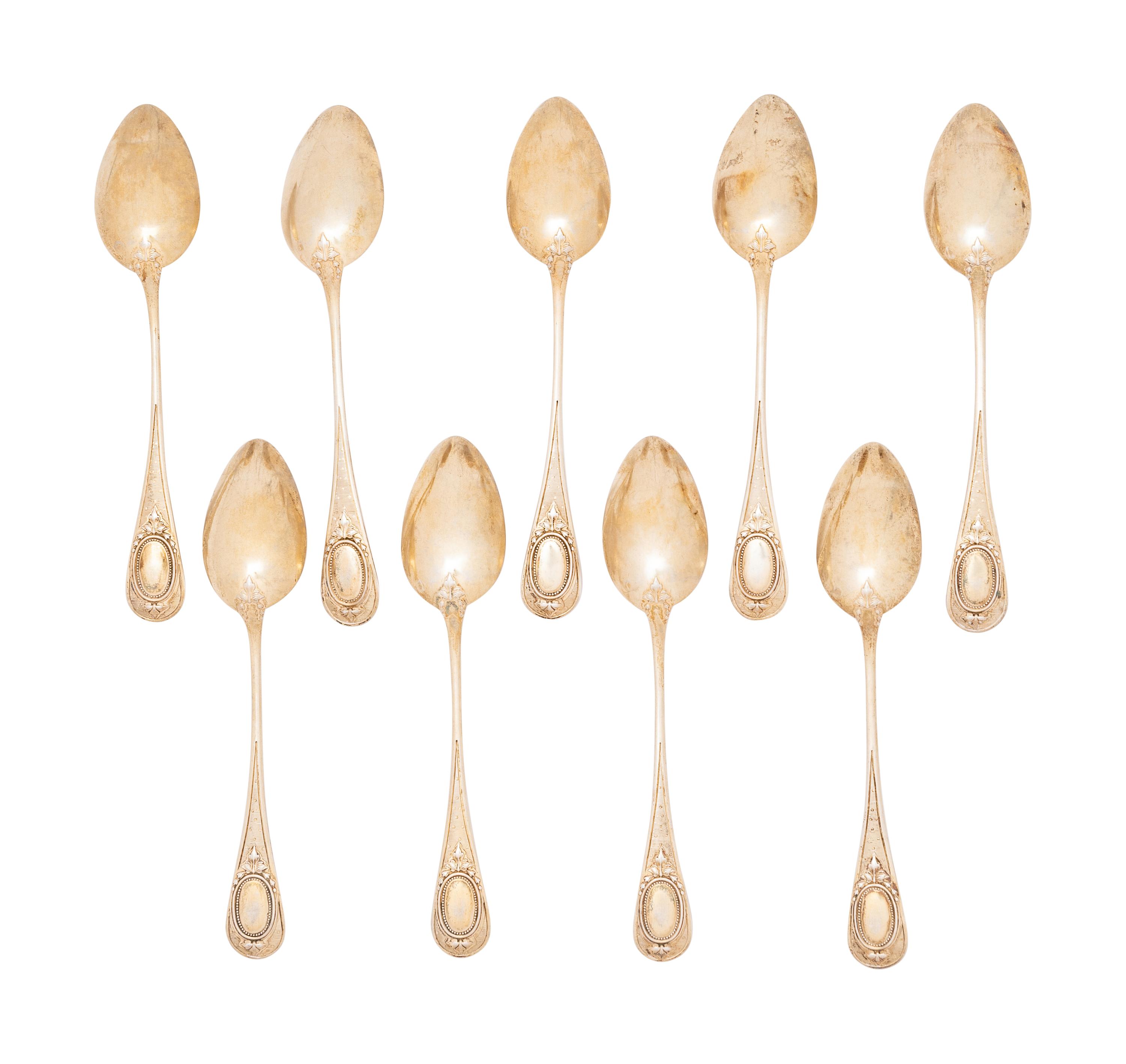 A Set of Twelve French Silver-Gilt Teaspoons