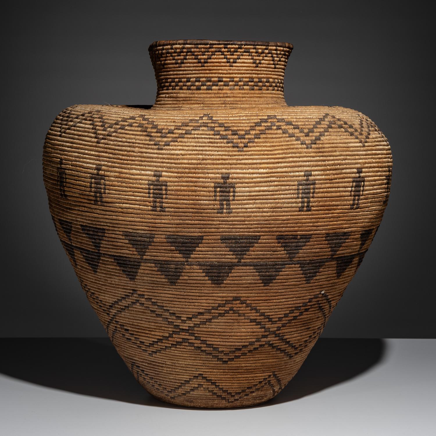 Western Apache Basketry Olla, with Human Figures