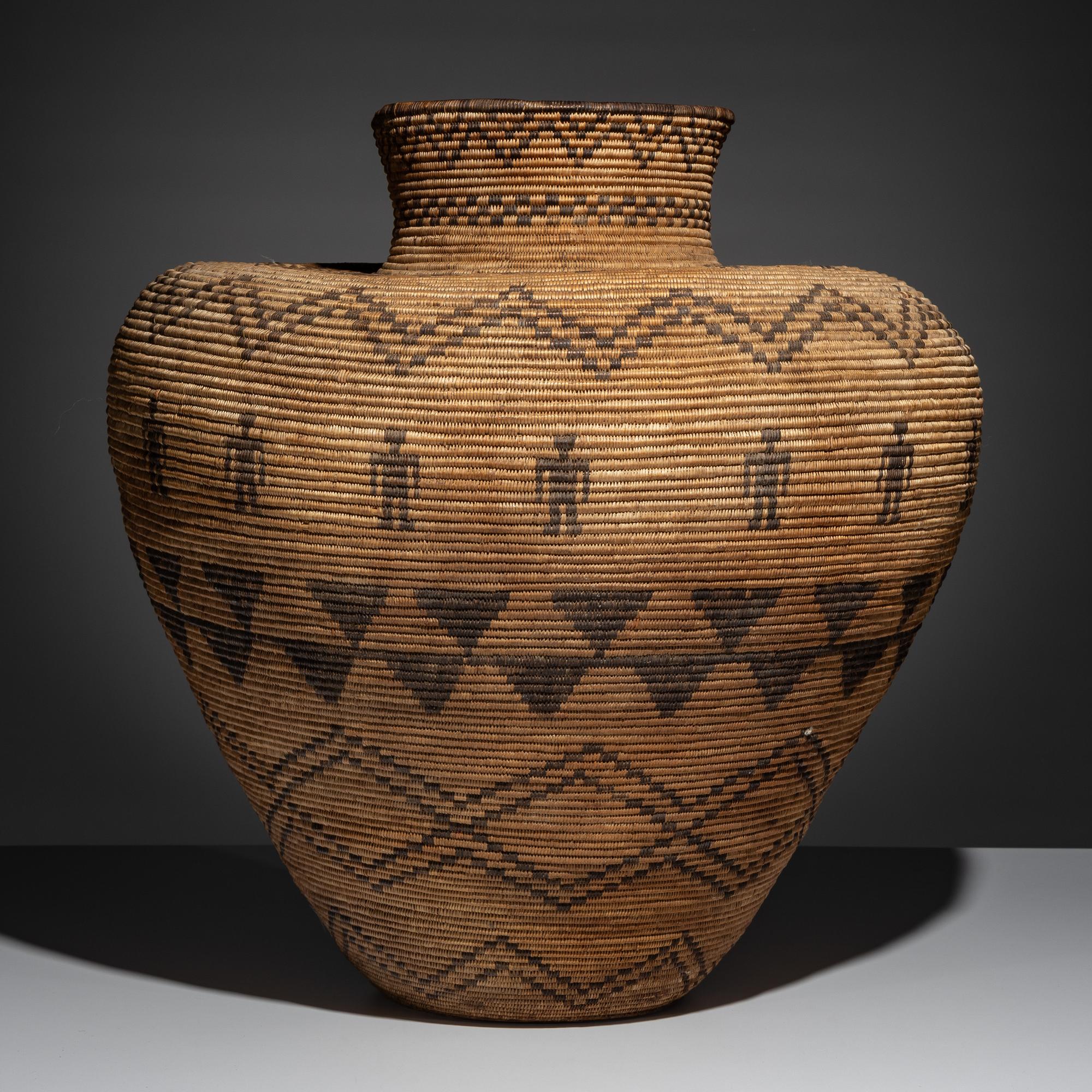 Western Apache Basketry Olla, with Human Figures