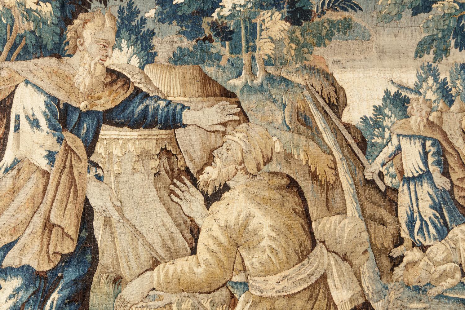 A Continental Wool Tapestry Depicting Moses and Joshua