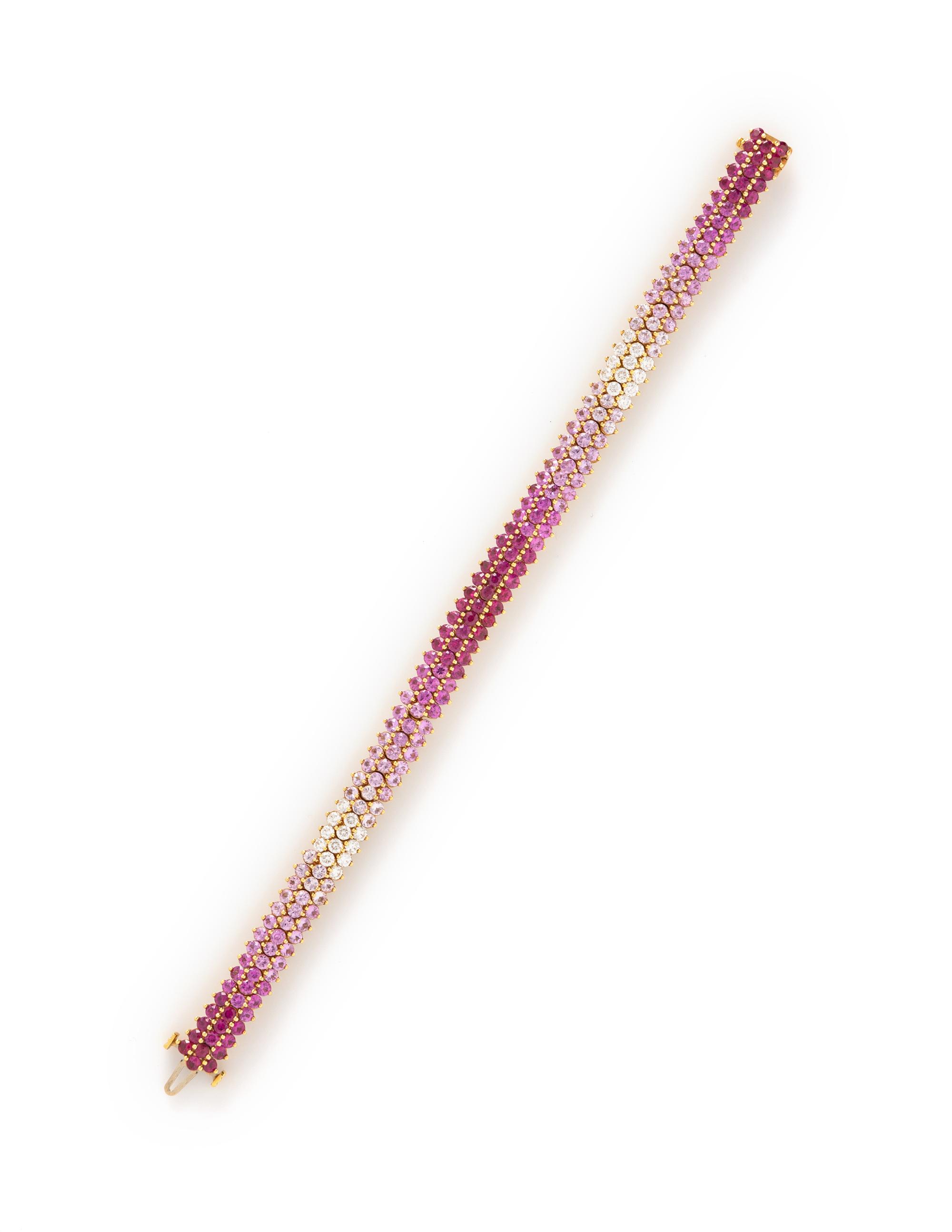 PINK SAPPHIRE AND DIAMOND BRACELET