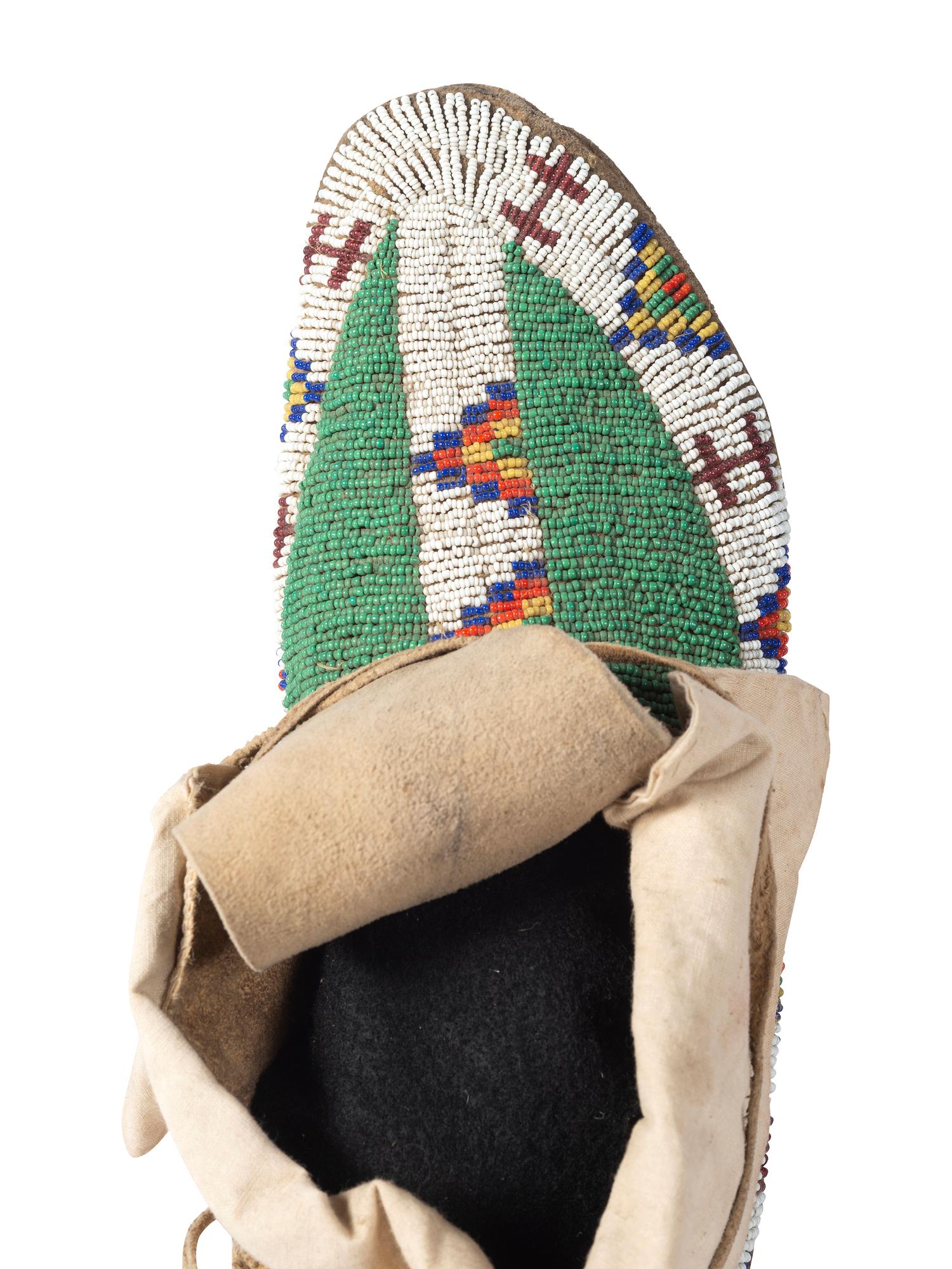 Sioux Beaded Hide Moccasins, with Horse Tracks