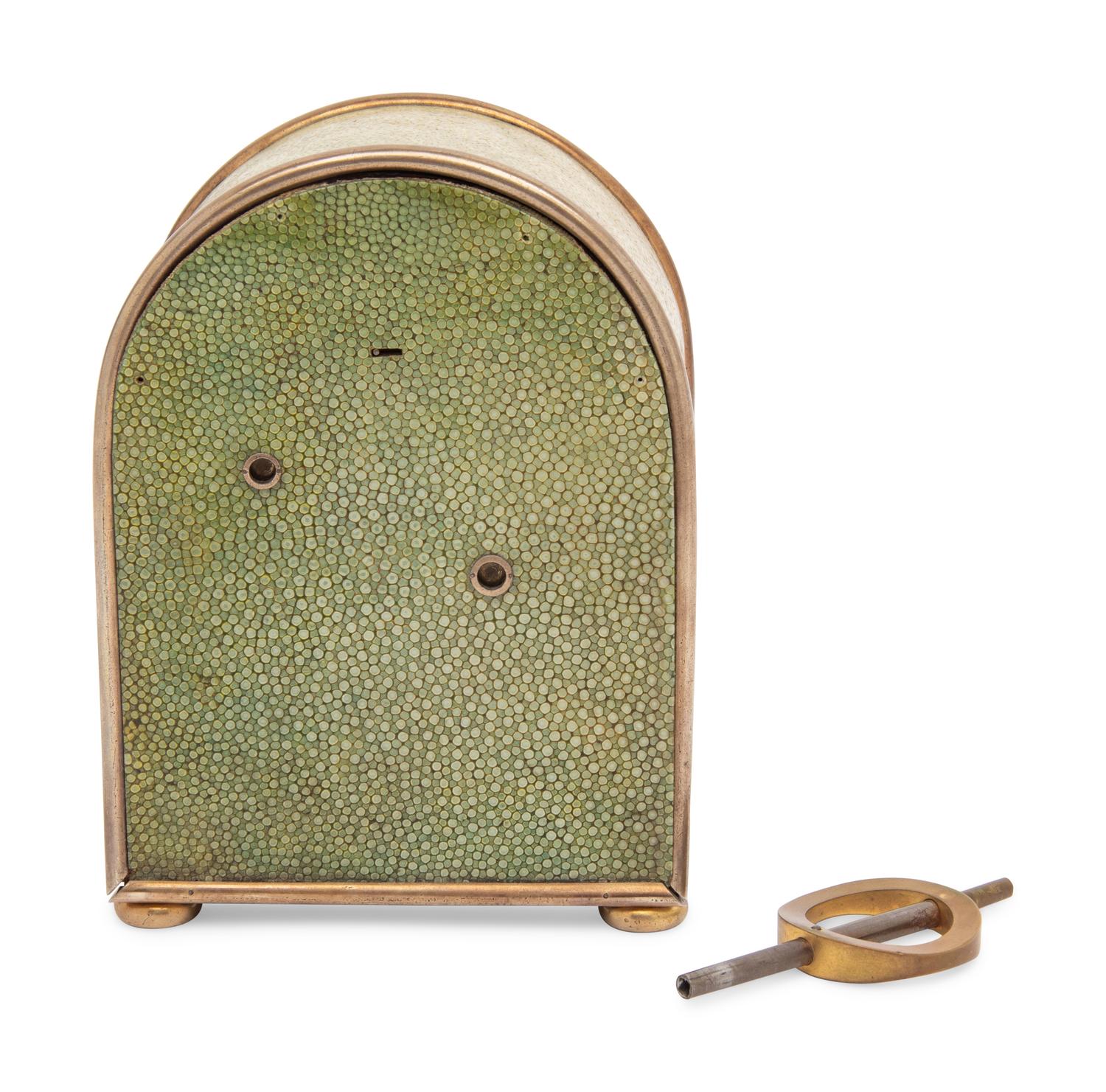 An Edwardian Silver-Plate Mounted Shagreen Travel Clock