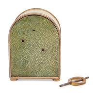 An Edwardian Silver-Plate Mounted Shagreen Travel Clock