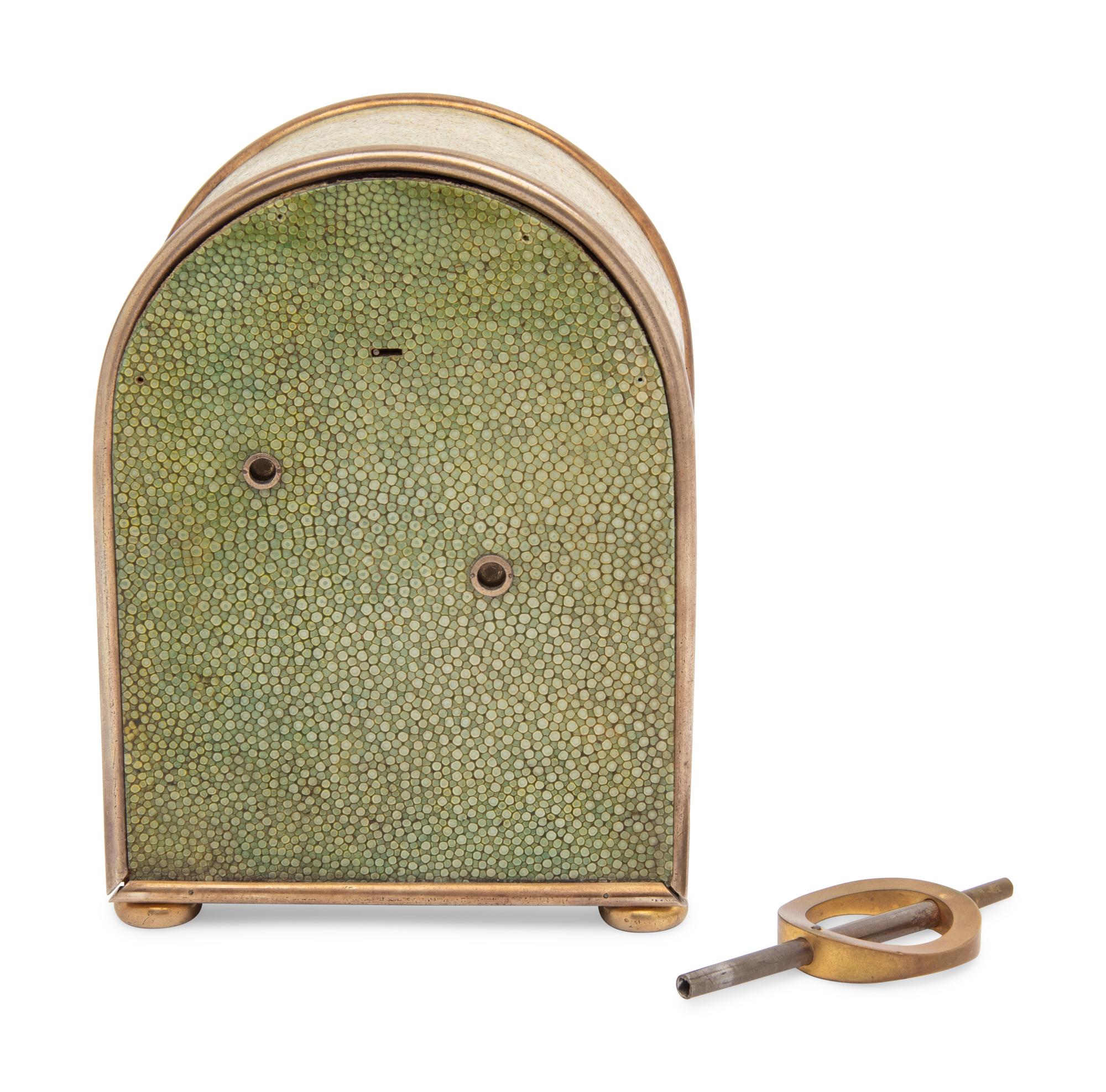 An Edwardian Silver-Plate Mounted Shagreen Travel Clock