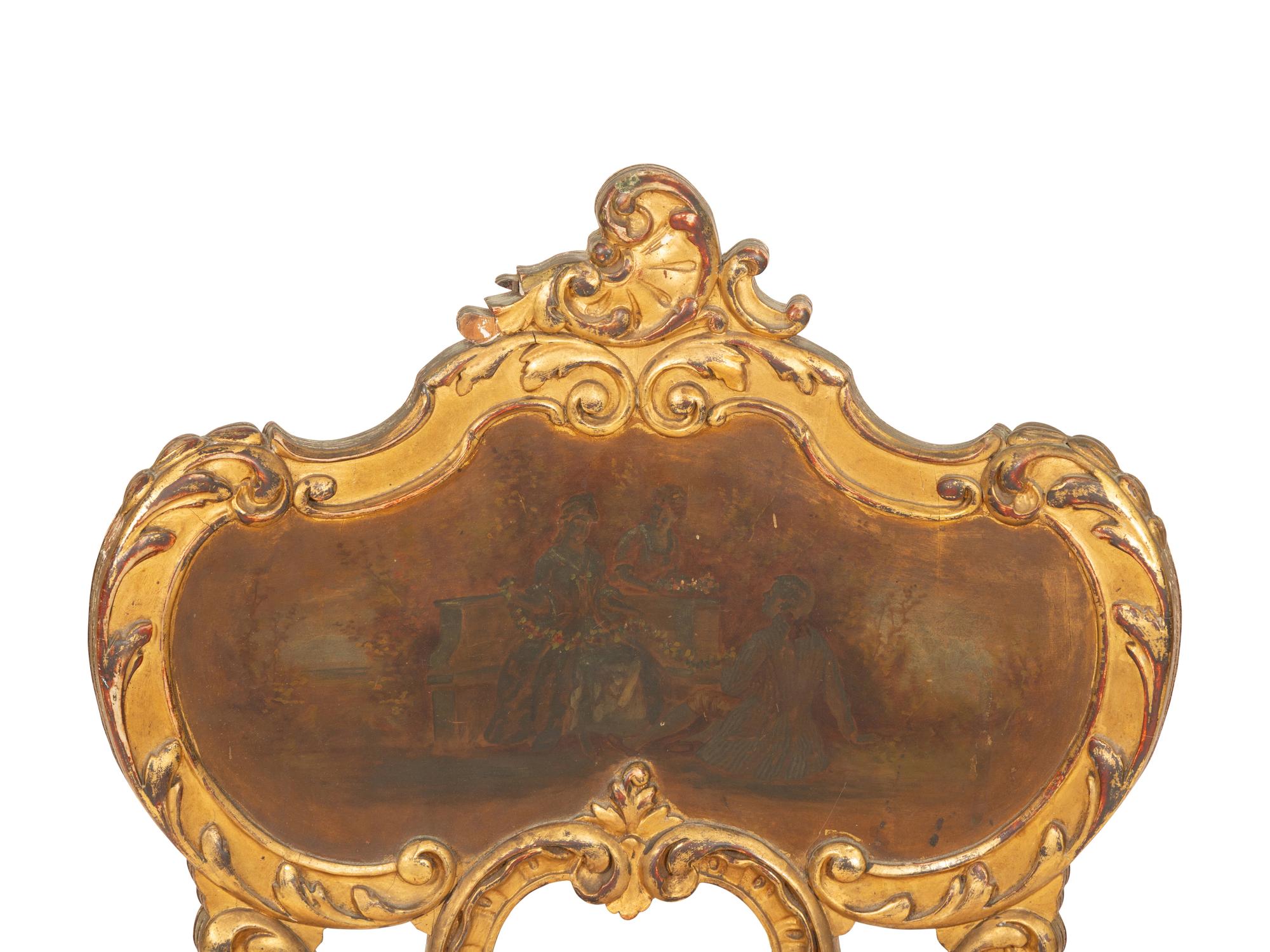 A Louis XV Style Giltwood and Vernis Martin Decorated Side Chair