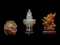 Three Carved Chinese Agate Vessels