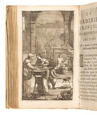 [BONNEFONS, Nicolas de]. Le jardinier François, qui enseigne à cultiver les Arbres, & Herbes Potageres... Sixiesme edition . Amsterdam: Jean Blaeu, 1660.