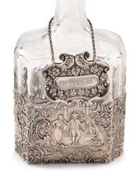 Two Silver Mounted Etched Glass Decanters