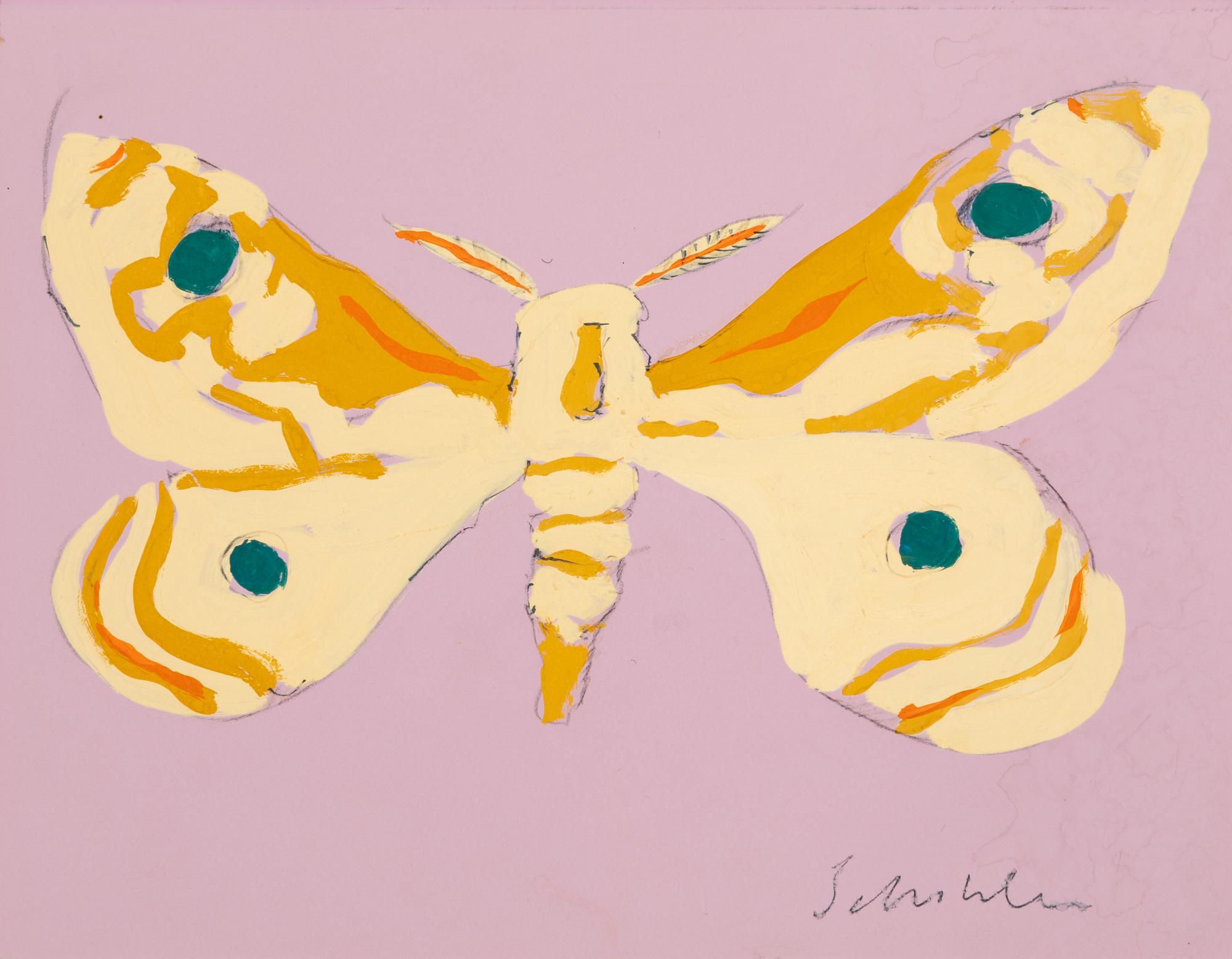 Tan Butterfly on Purple