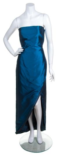 A Sarli Teal Silk Evening Gown Ensemble,