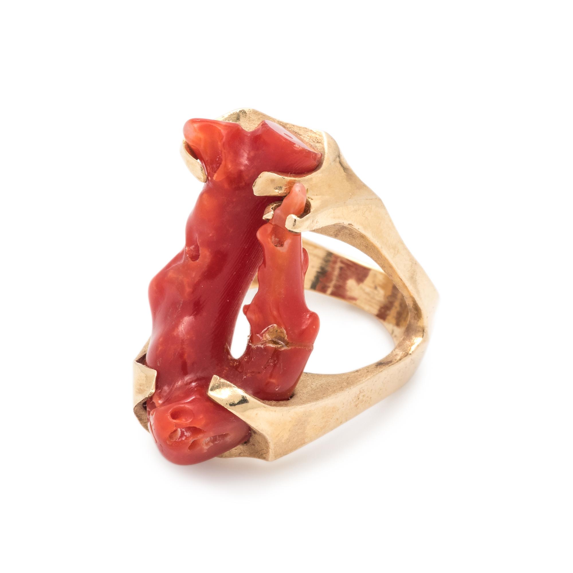 YELLOW GOLD AND BRANCH CORAL RING