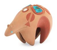 Red and Sienna Pottery Bear, with Turquoise