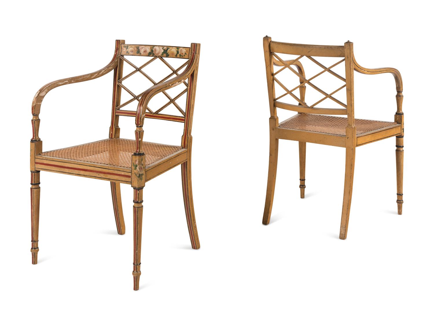A Set of Six George III Painted Armchairs