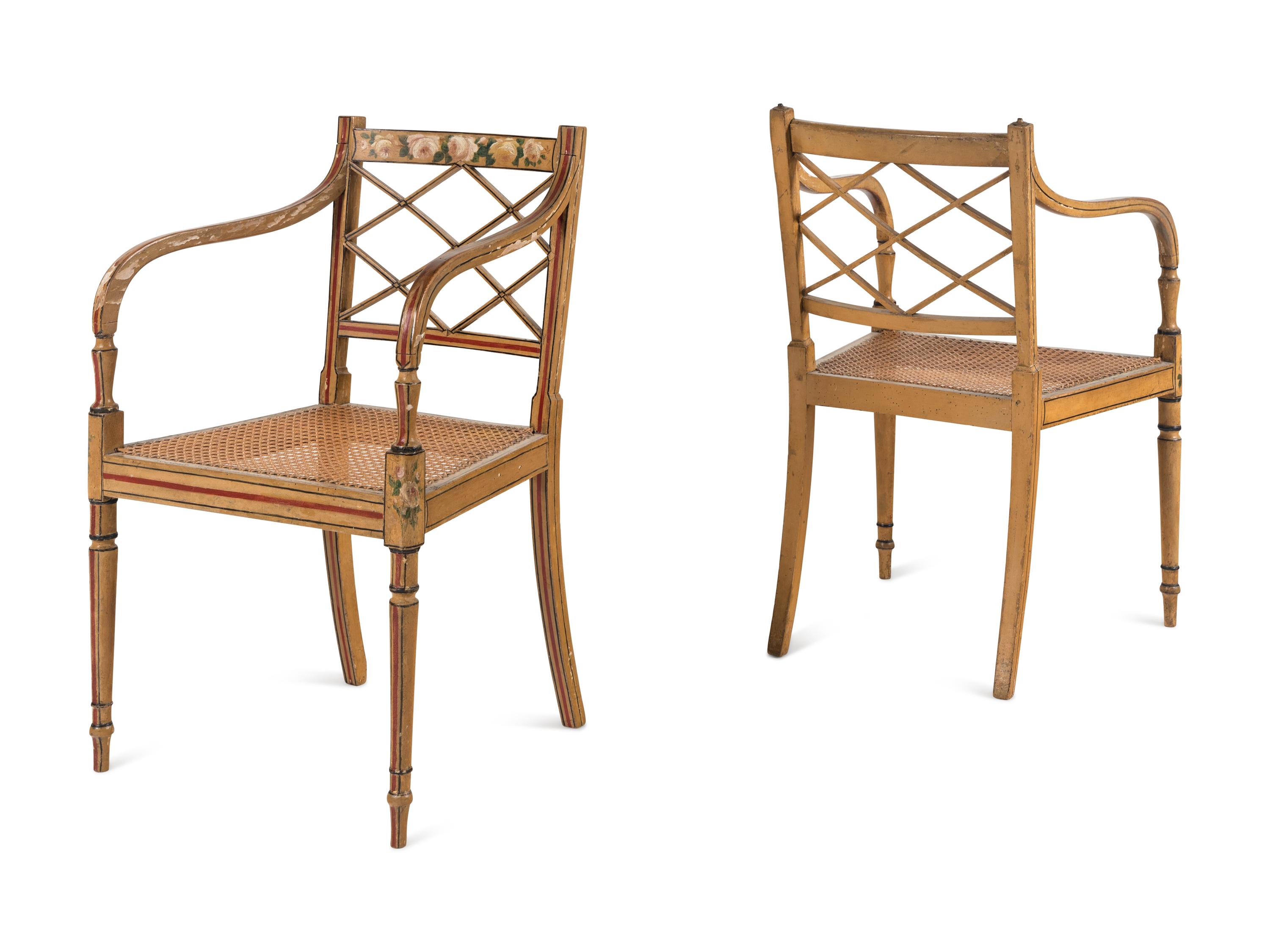 A Set of Six George III Painted Armchairs