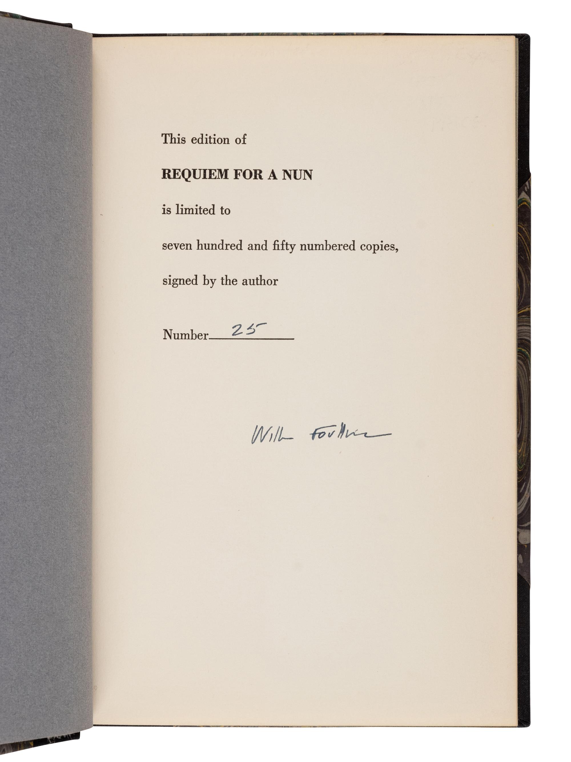 FAULKNER, William (1897-1962). Requiem for a Nun . New York: Random House, 1951.