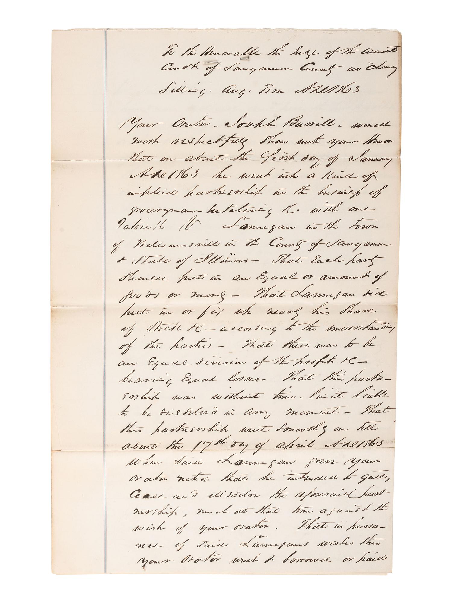 [LINCOLN, Abraham (1809-1865)]. Autographs of Lincoln friends and associates, including: