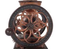 Two Enterprise Painted Cast Iron Coffee Mills with Eagle Finials