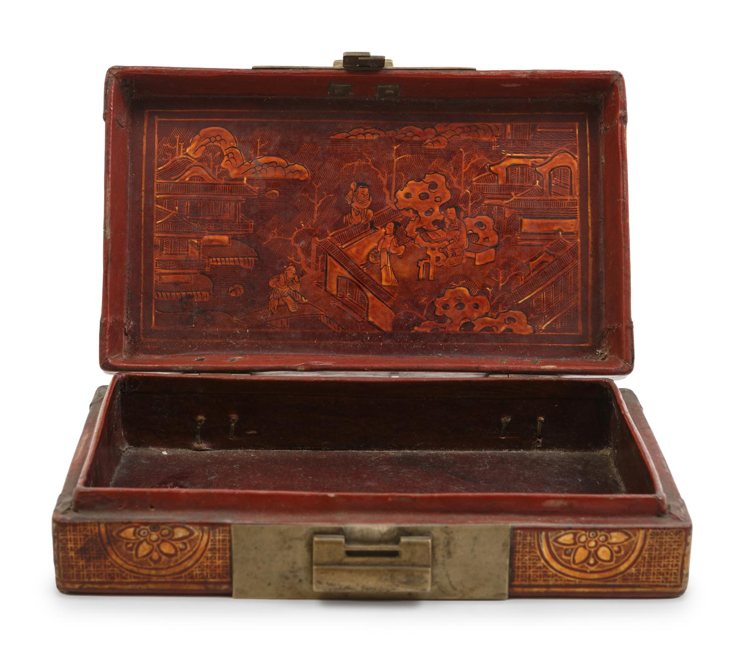 Three Chinese Gilt and Polychrome Lacquered Articles