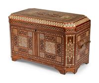 A Moorish Style Bone-Inlaid Hardwood Coffer