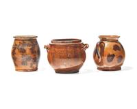 A Glazed Redware Sugarbowl Bearing Initials "AF," Pennsylvania, 19th Century