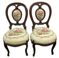 Pair of Rococo Revival walnut side chairs circa 1875
