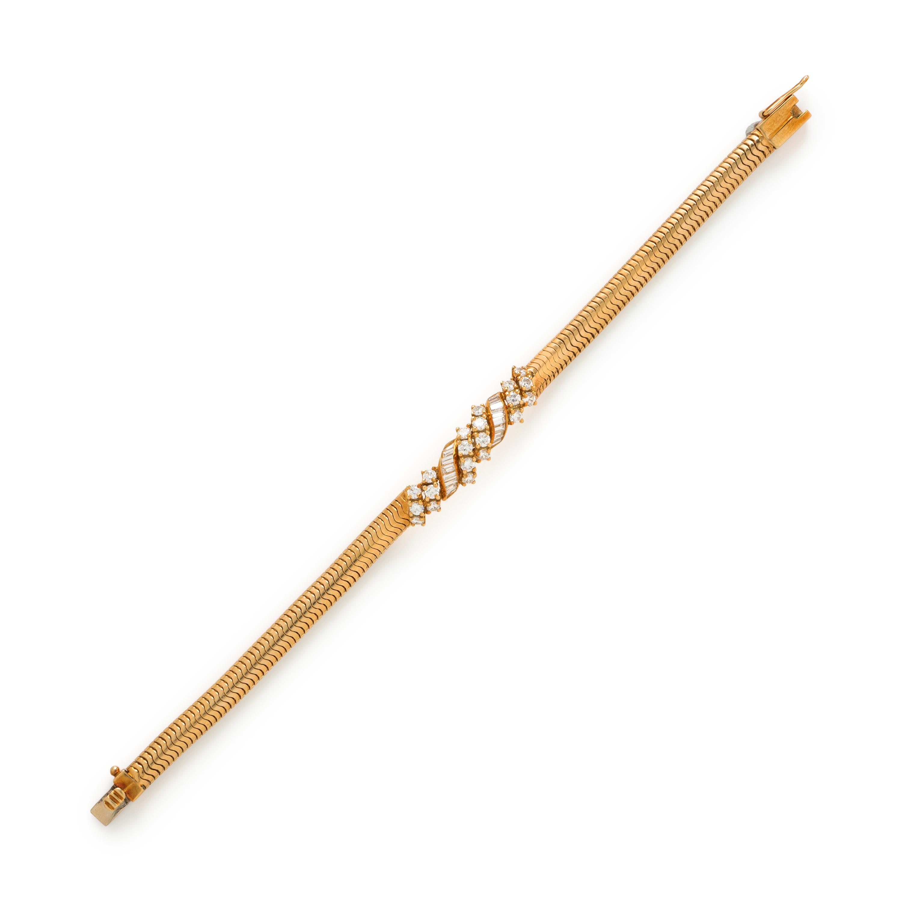 Yellow Gold and Diamond Necklace and Bracelet