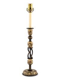 A Kashmiri Painted Candlestick Lamp