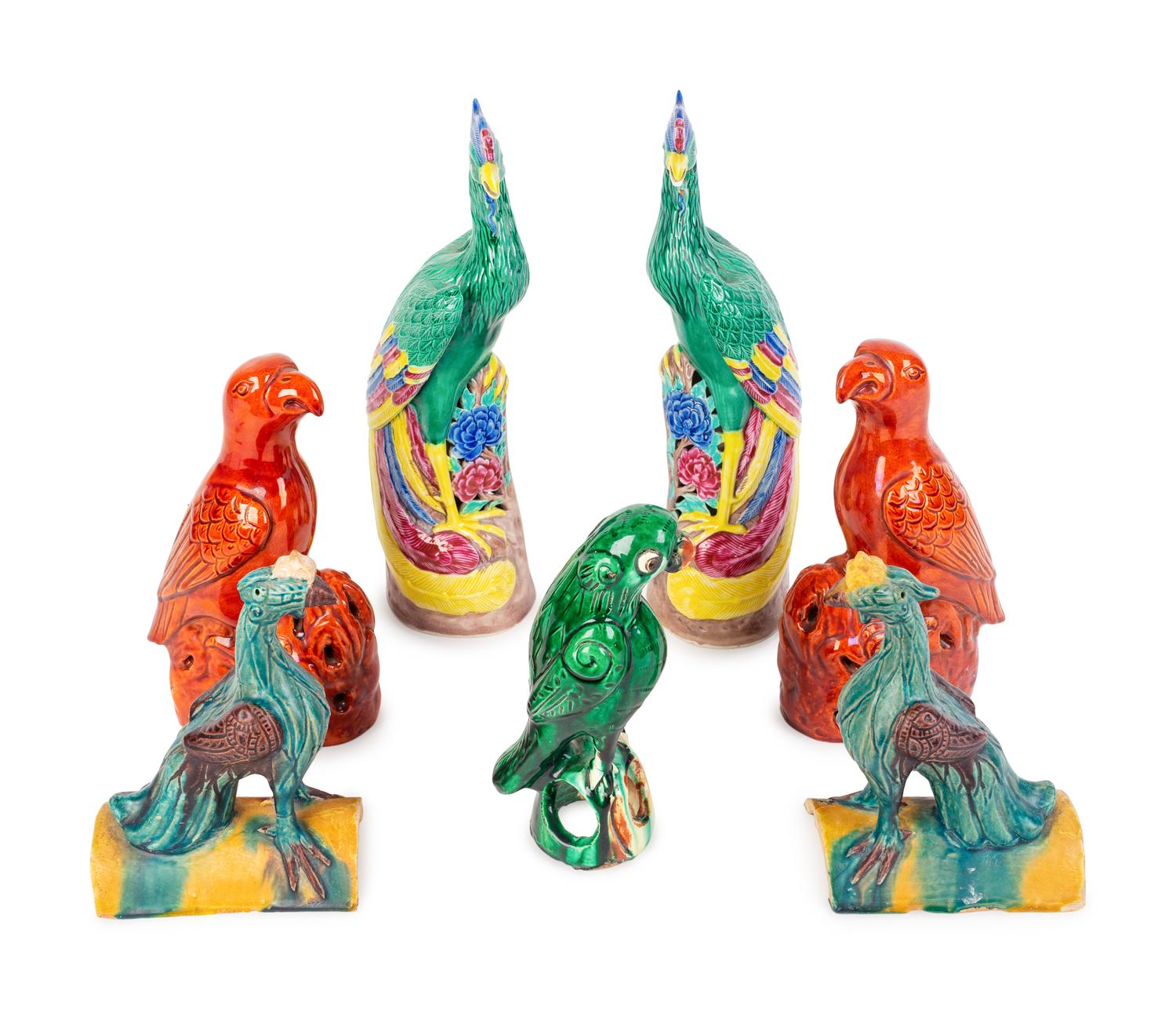 Seven Chinese Pottery Figures of Birds — 19TH/20TH CENTURY