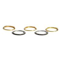 COLLECTION OF FIVE STACKING YELLOW GOLD AND MULITGEM BANDS