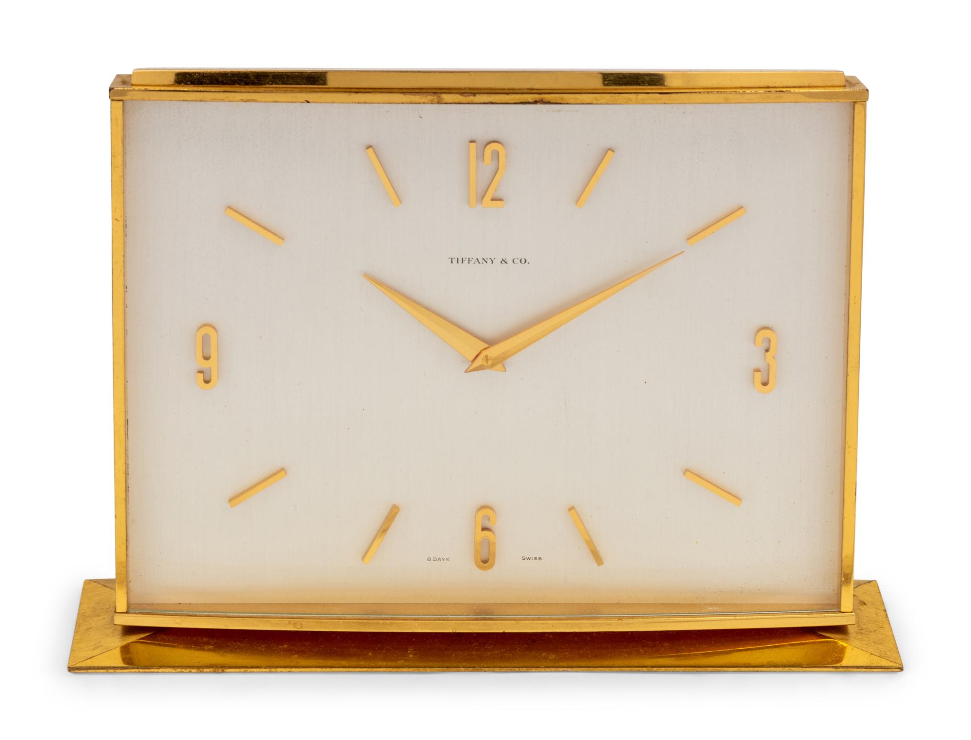 A Tiffany & Co. Brass Desk Clock