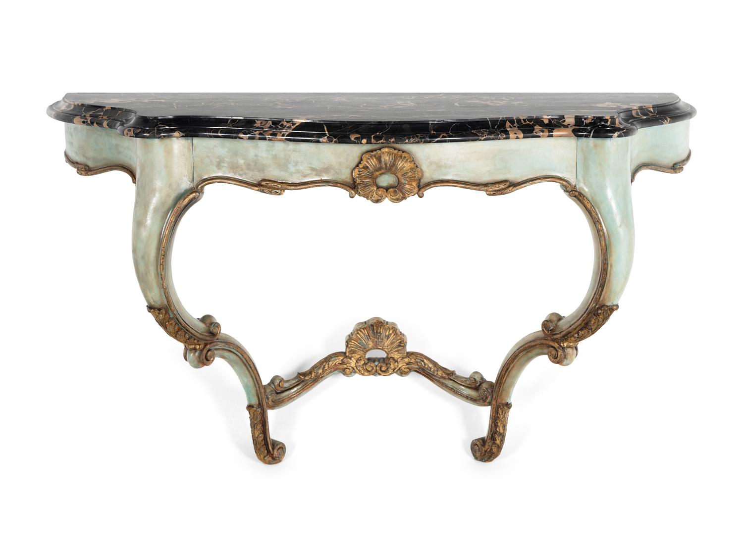 A Venetian Style Painted Marble-Top Console Table