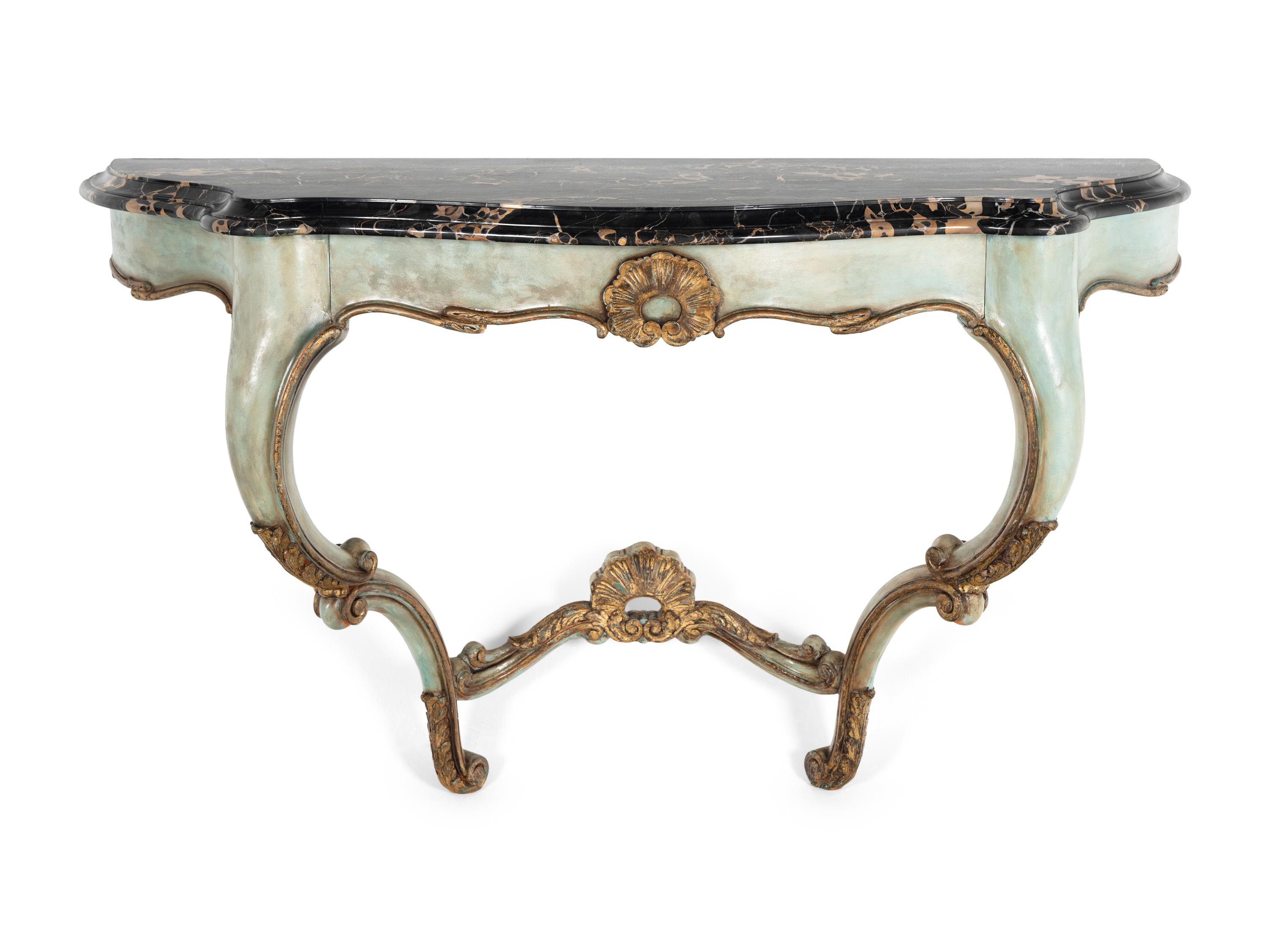 A Venetian Style Painted Marble-Top Console Table
