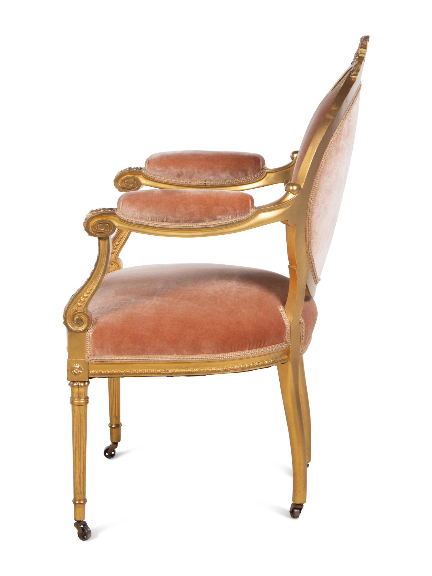 A Louis XVI Style Giltwood Fauteuil
