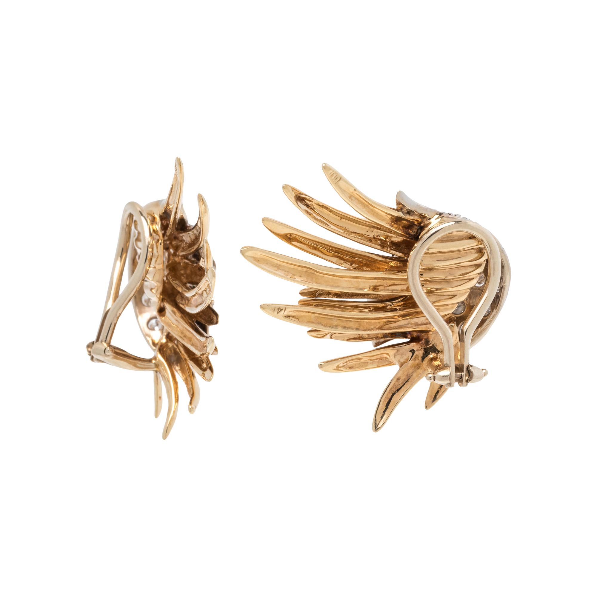 BICOLOR GOLD AND DIAMOND EARCLIPS