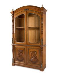 A French Renaissance Revival Mahogany and Marble-Inset Cabinet