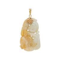 Carved Jade and Yellow Gold Pendant
