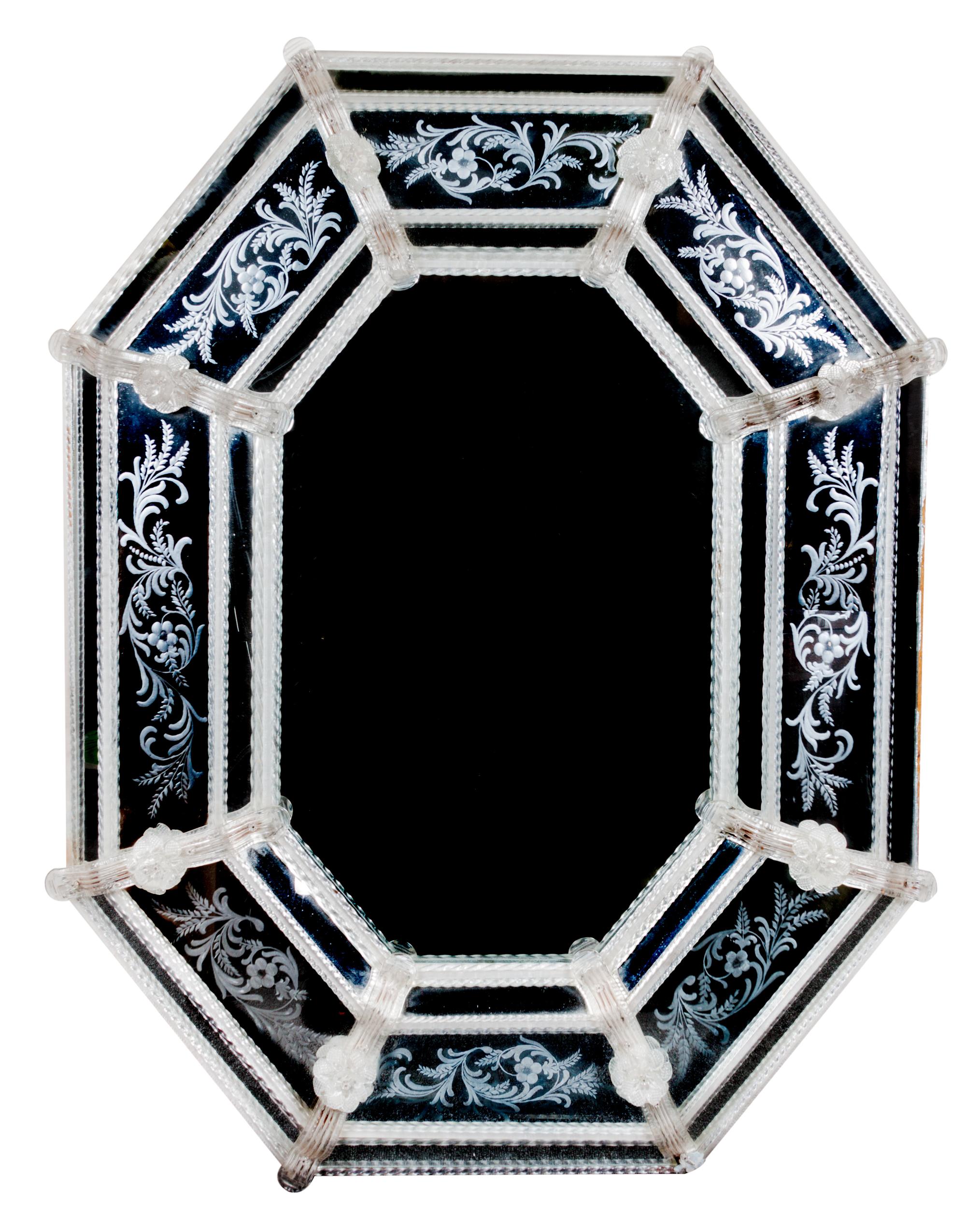 A Venetian Glass Mirror Height 48 x width 39 inches.